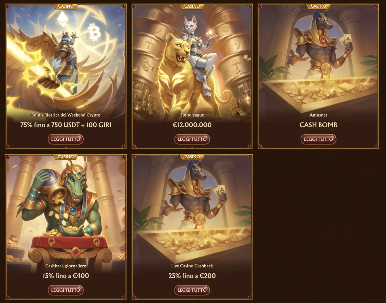 Promozioni speciali e cashback su AmunRa Casinò